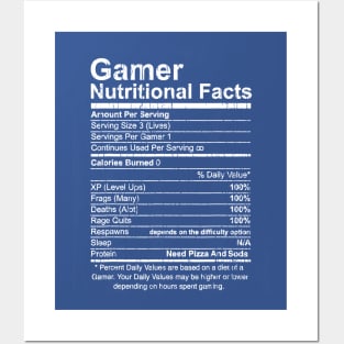 Gamer Nutritional Facts Posters and Art